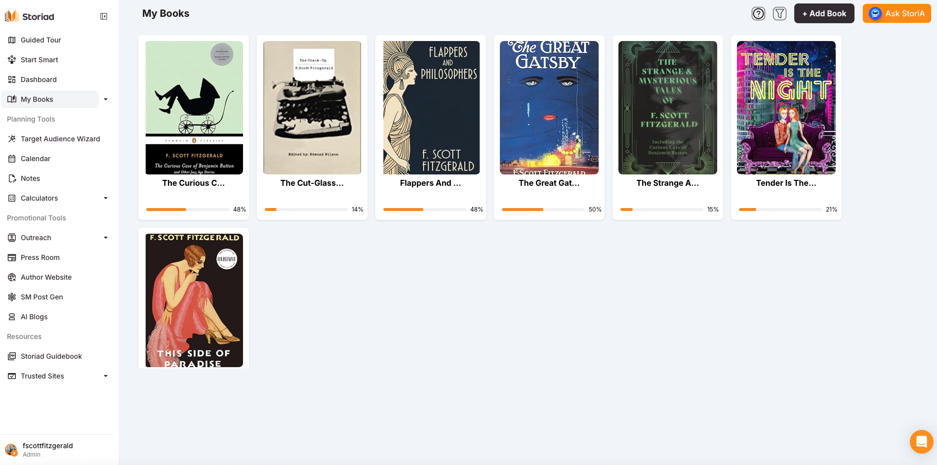 Storiad My Books library for current titles and backlist