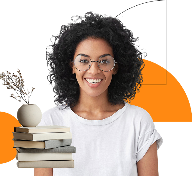 Storiad’s author graphic: author with books