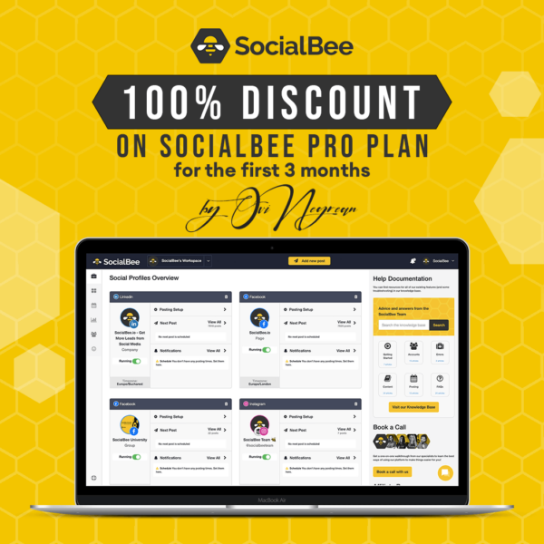 SocialBee PRO Plan 100% discount for the first 3 months
